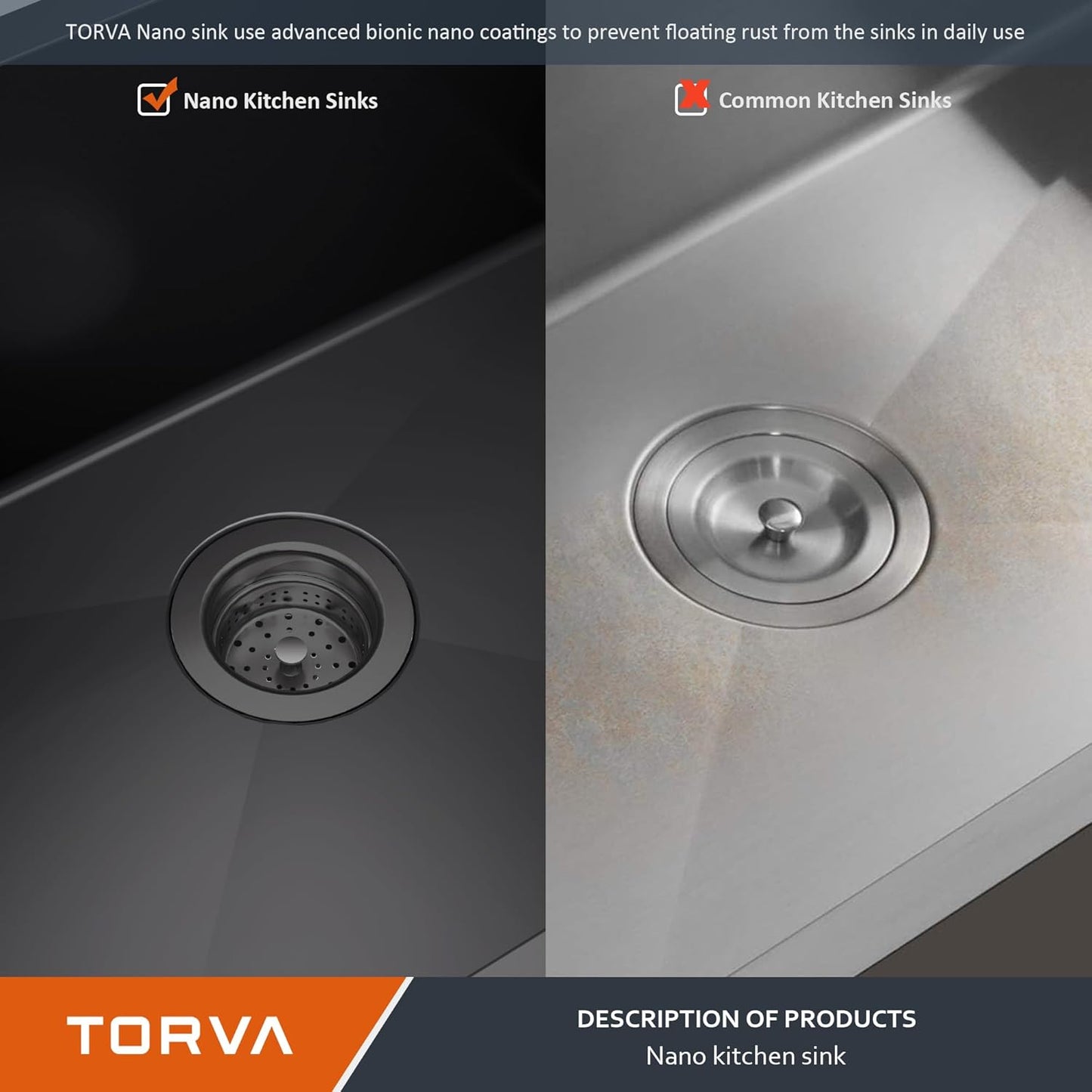 TORVA 14 x 14 Inch Gloss Black Undermount Kitchen Sink, PVD Coated Gunmetal Sink,16 Gauge T-304 Stainless Steel Single Bowl Wet Bar or Prep Sink with Zero-Radius Corners, Dark Grey