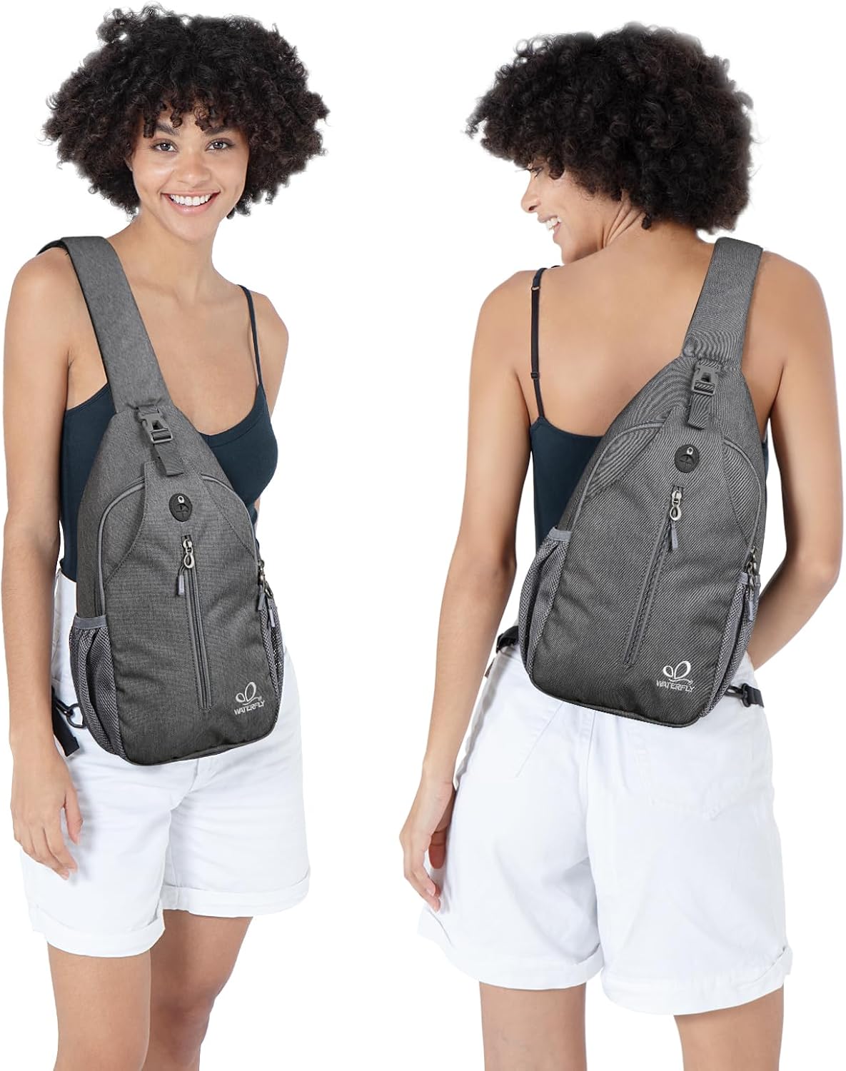 WATERFLY Crossbody Sling Backpack Sling Bag Travel Hiking Chest Bag Daypack