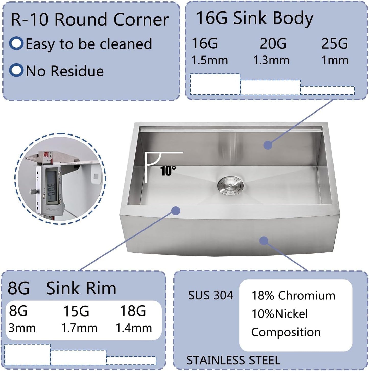 Farmhouse Sink 33 Inch, 33x22 Inch Apron Front Farmhouse Kitchen Sink, 16 Gauge Stainless Steel Undermount Ledge Workstation Deep Single Bowl Luxury Rustic Farm Sinks with All Accessories