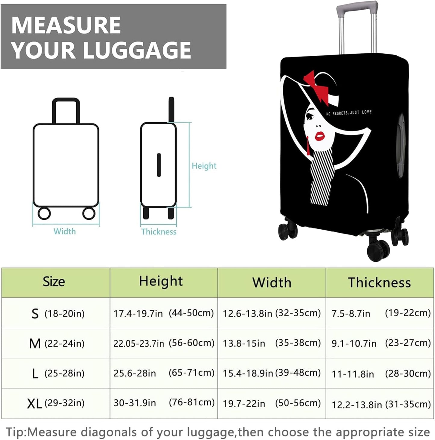 Travel Luggage Cover Suitcase Protector Fits 18-32 Inch Wheel Covers PatternedTravel Related Items Flower Luggage Protector Elastic XL