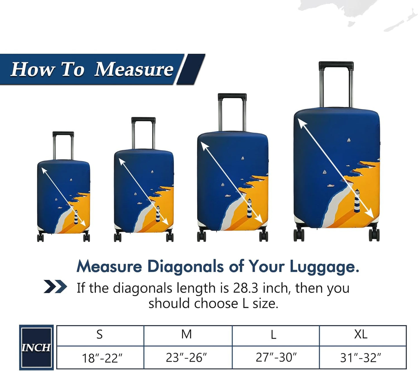 HYPER VENTURE Washable Luggage Cover - Fashion Suitcase Protector Fits 18-22 Inch Luggage (Lighthouse, S)