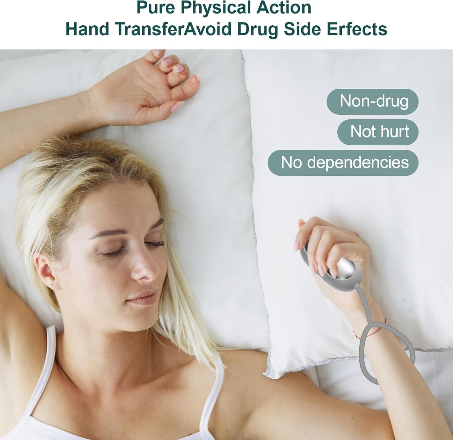 Sleep Aid Device, Micro-Current Sleep Instrument Anxiety Device, Portable Rechargeable Sleep Aid for Anxiety and Insomnia (Silver)