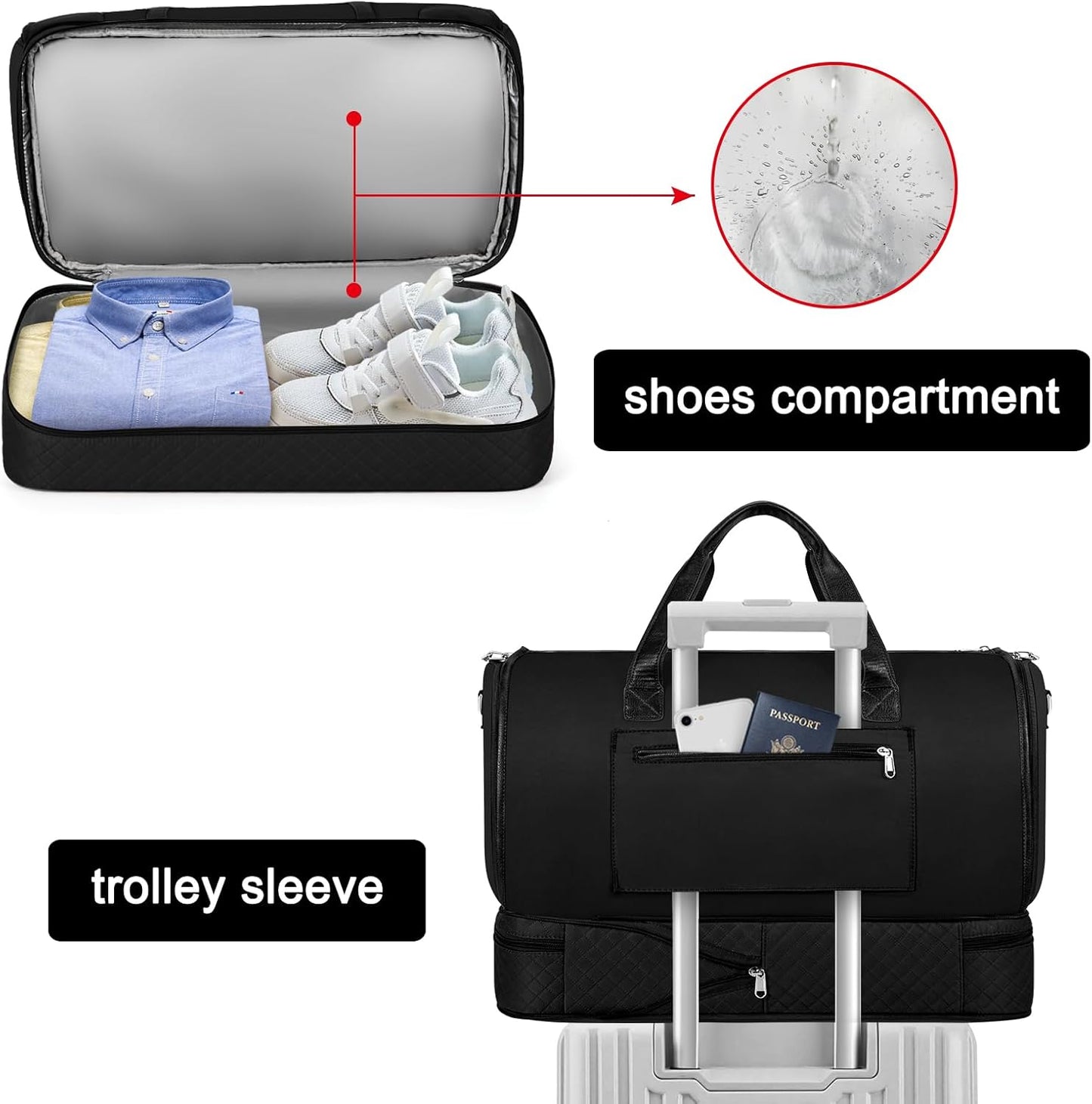 Convertible Travel Garment Bags - Carry On Garment Duffel Bag with Shoe Compartment Large Travel Garment Bag with Storage Bag Toiletry Bag 2 in 1 Hanging Suit Bag Weekender Bag for Women Men 3pcs Set