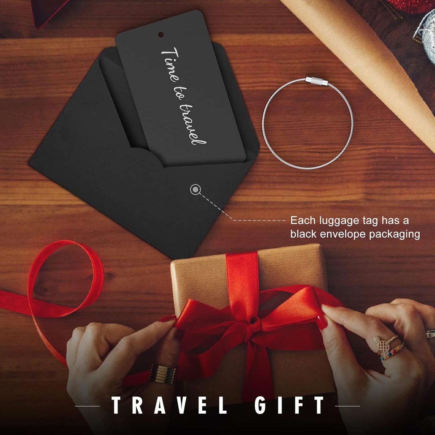Luggage Tags for Suitcase - Red Personalized Engraved Metal Tag for Cruise Travel - Custom Name Tags Suitable for Bags and Backpacks