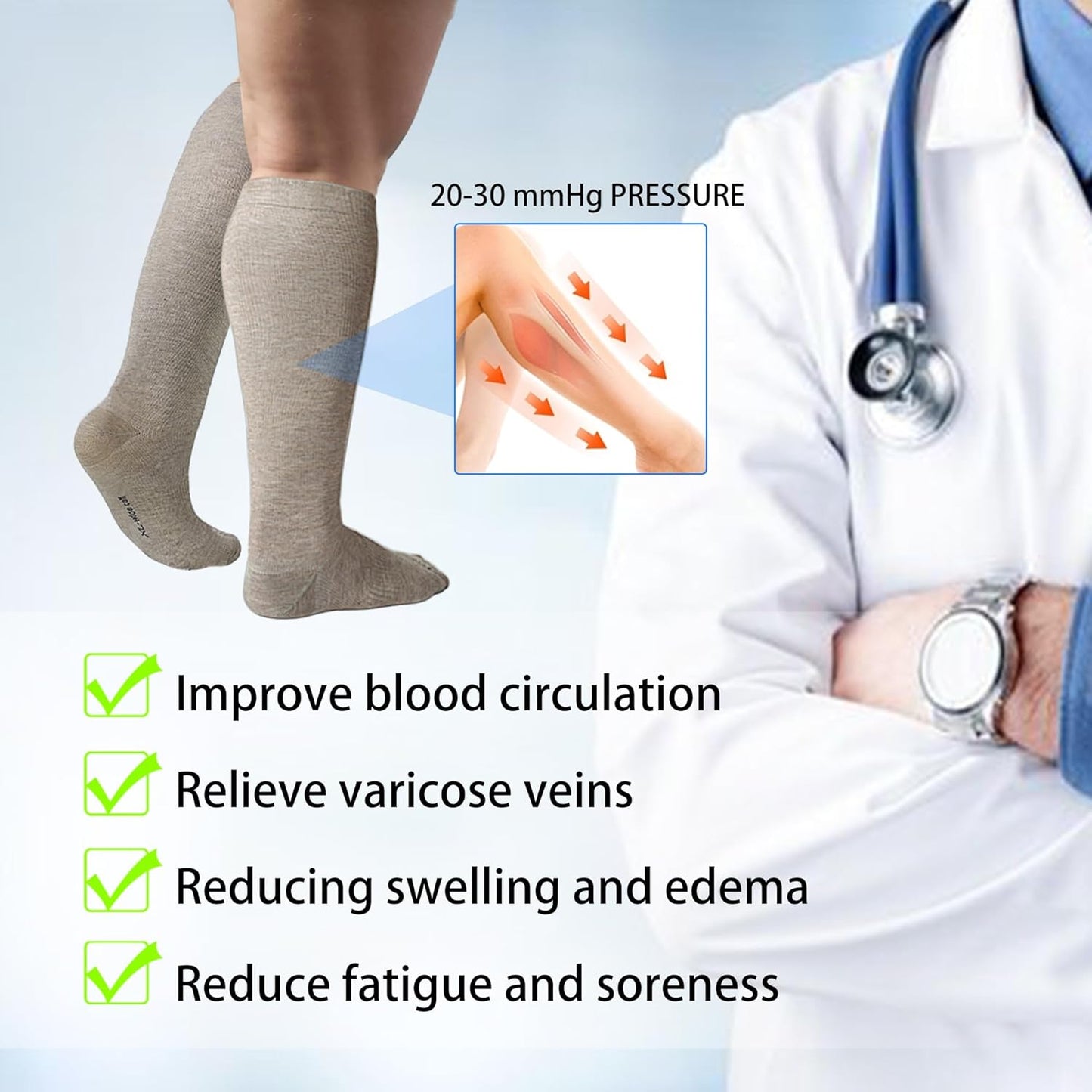 LEVSOX Compression Socks for Pregnant Women 20-30 mmHg Knee High Cute Funny Mens Supports Socks for Nurses, Medical, Travel