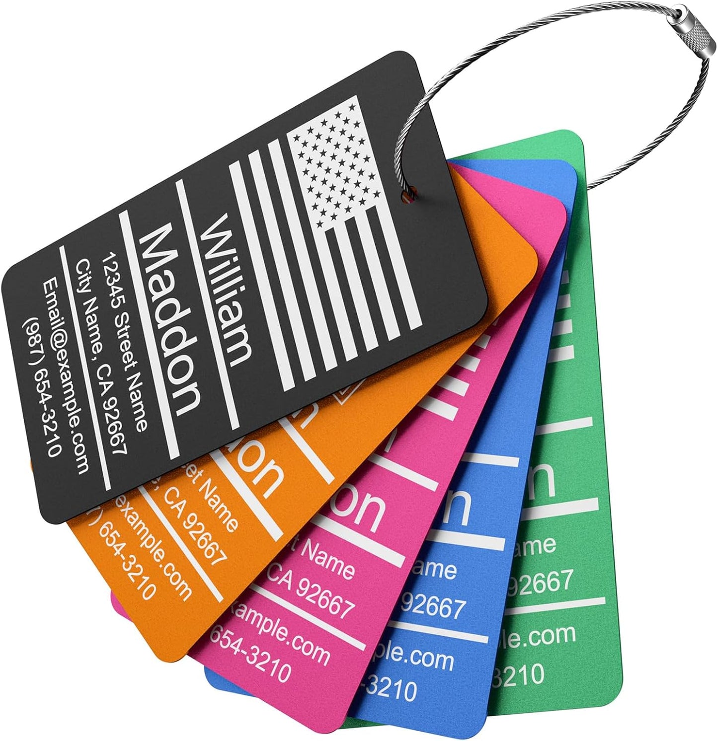 Luggage Tags for Suitcase - Personalized Engraved Metal Tag for Cruise Travel - Custom Name Tags Suitable for Bags and Backpacks Oranges No Underline (2x3.5 inch)