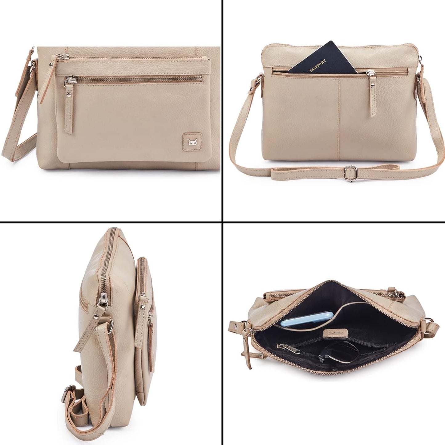 Wise Owl Accessories Small Soft Pebbled Real Leather Crossbody Handbags Purses Sling Crossover Shoulder Bag