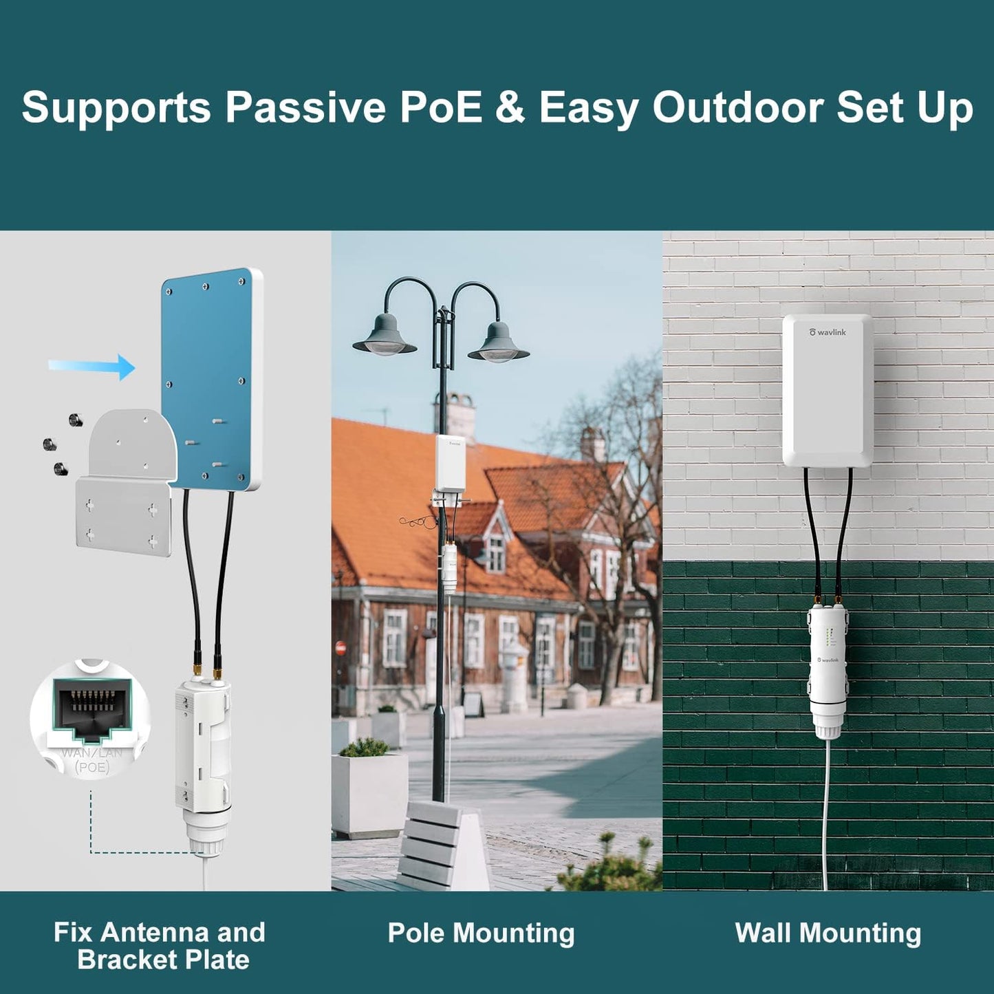 WAVLINK N300 Outdoor Long Range Weatherproof WiFi Extender/Wireless Access Point with Passive POE, 2.4GHz 300Mbps, 2x2 MIMO 11dBi Antennas, Supports Router/AP/Repeater/WISP Modes