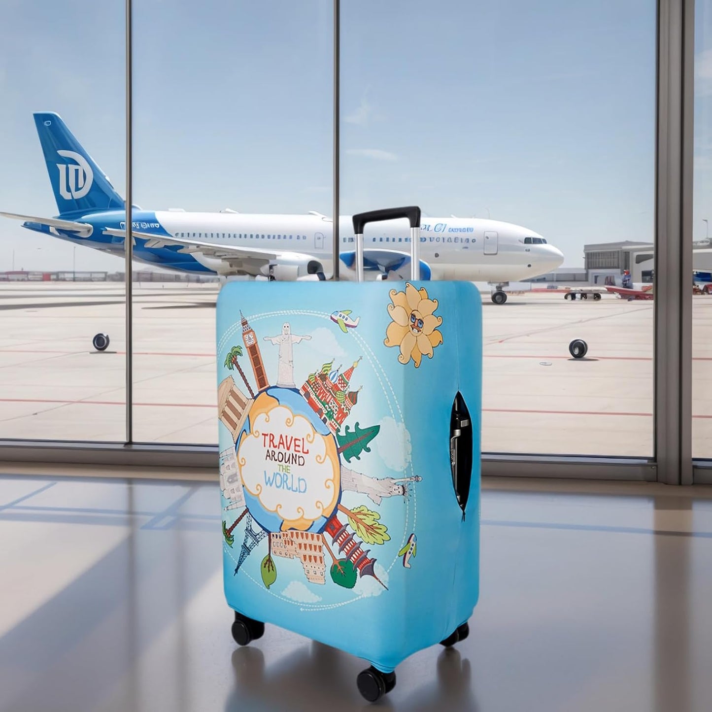 WUJIAONIAO Travel Luggage Cover Baggage Suitcase Cover Protector Skins 18-32 Inch (ocean, S (for 18-20 inch luggage))