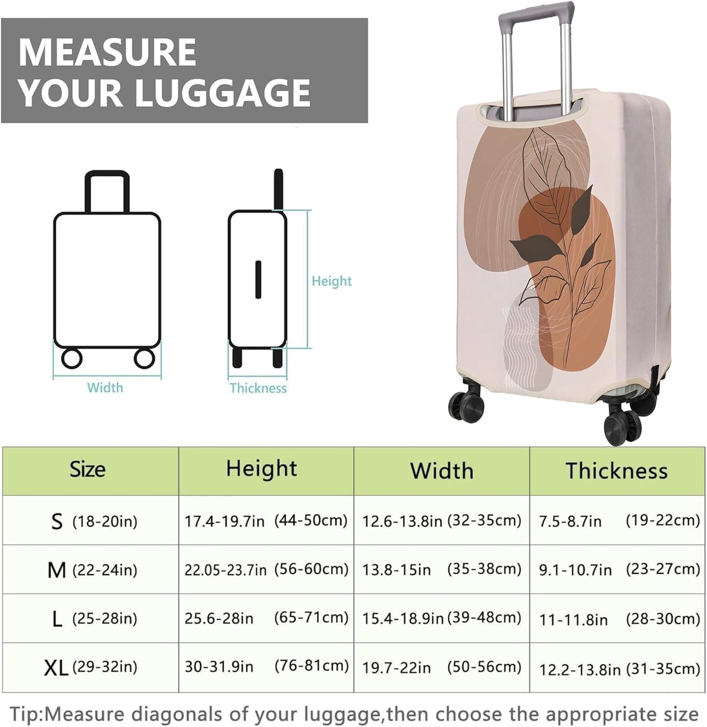 Travel Luggage Cover Suitcase Protector Fits 18-32 Inch Wheel Covers PatternedTravel Related Items Flower Luggage Protector Elastic M