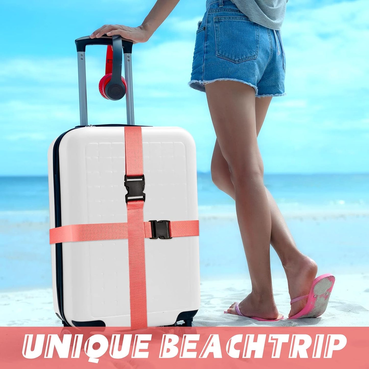 Weewooday 8 Pcs Luggage Straps Suitcase Tags Set for TSA Approved, 4 Travel Adjustable Suitcase Belt, 4 Silicone Luggage Tags with Name ID Card Travel Accessories(Dark Pink,Airplane)