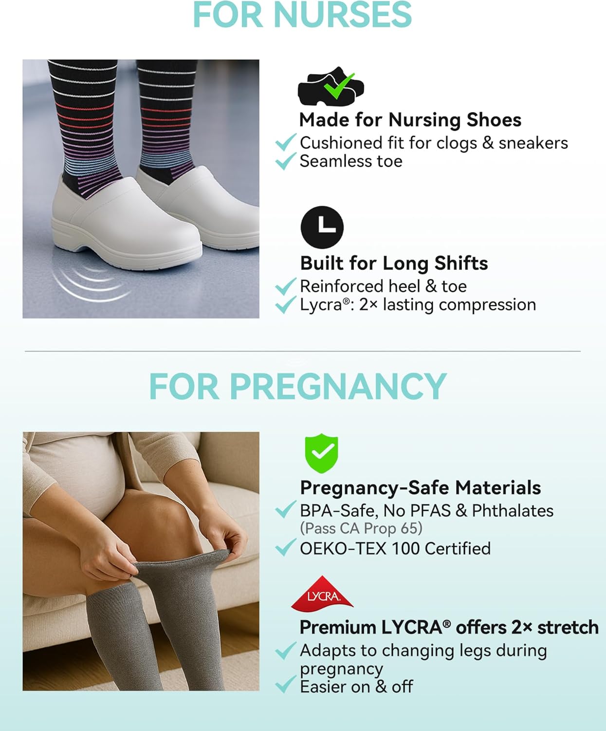 HAPIU Merino Wool Soft Compression Socks for Women & Men, 15-20 mmHg, Plus Size Knee High Stocking for Nurses, Pregnancy, Travel, Flight, Medias de Compresión Mujer