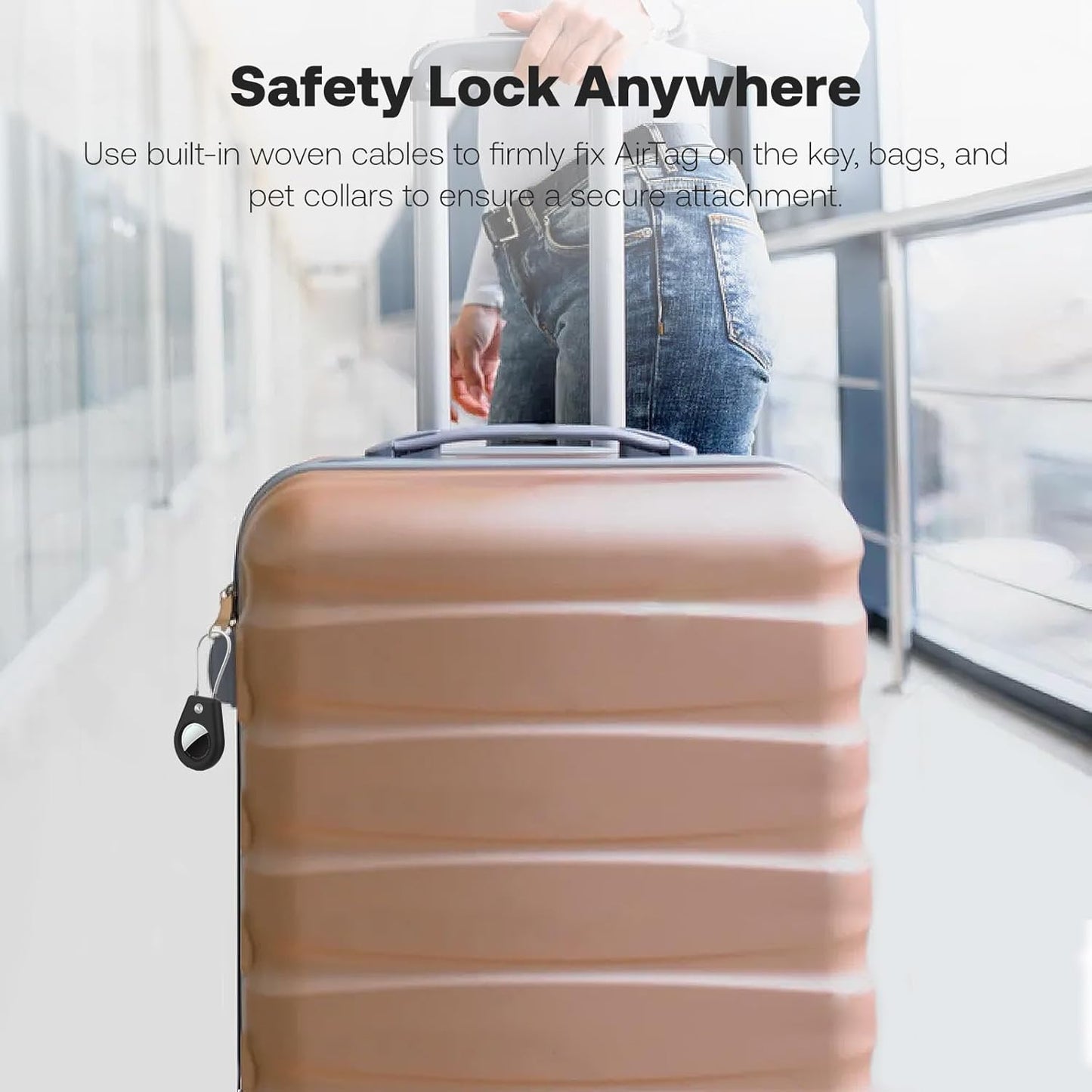 Protect Case Compatible with Apple AirTag, Secure GPS Tracker Holder with Wire Cable Shockproof & Anti-Theif Suitable for Keychain, Keys, Luggage, Bags and Kids