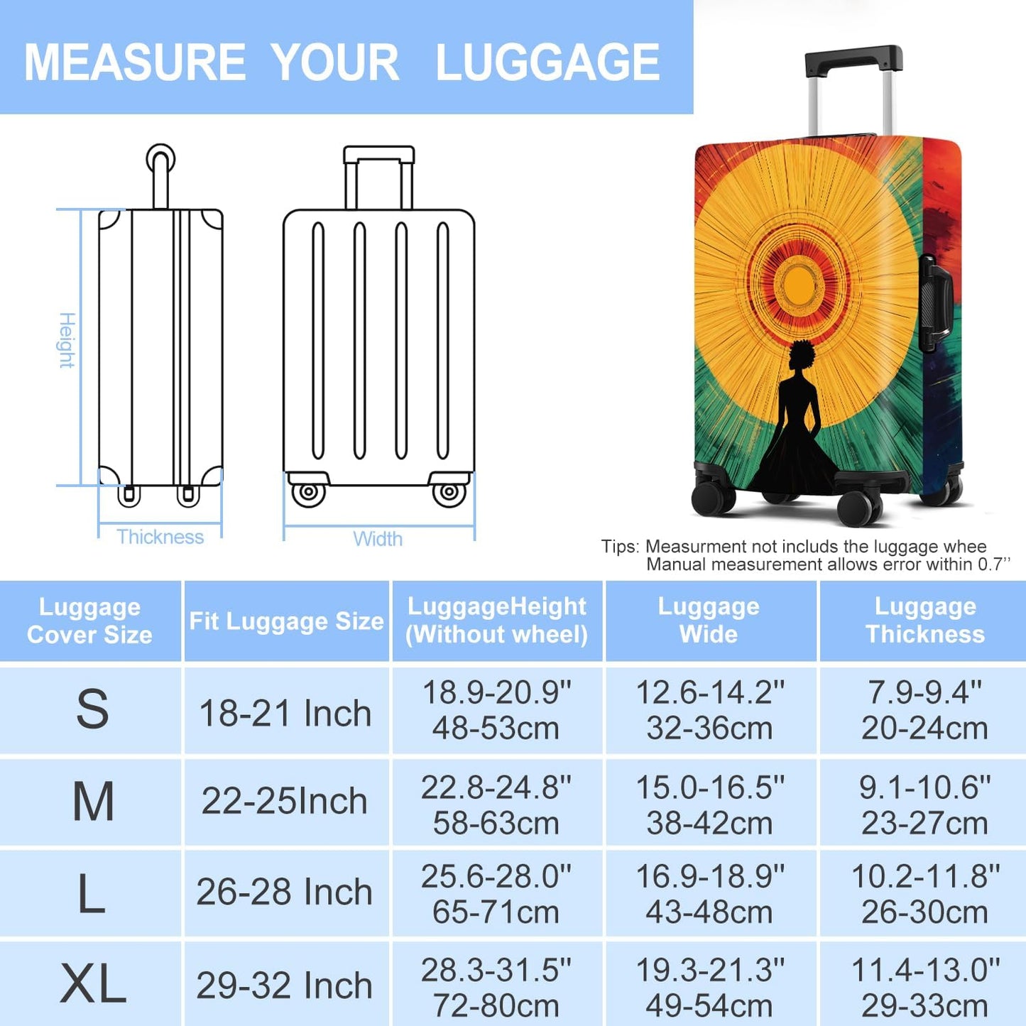 Luggage Cover Washable Suitcase Protector Anti-scratch Suitcase cover Fits 20-34 Inch Luggage (Girl-2, M(24-26inch suitcase))