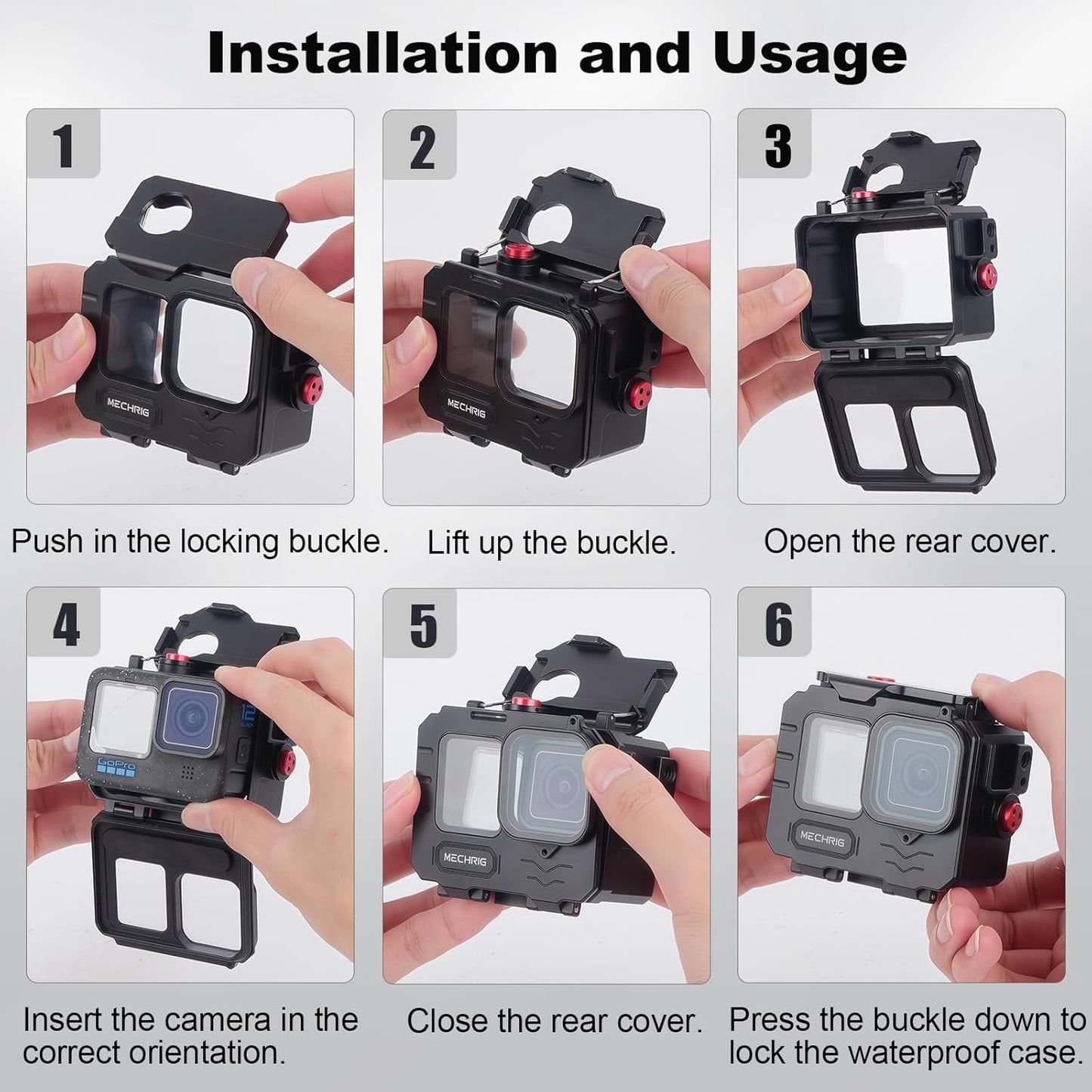 Aluminum Waterproof Case for GoPro HERO13 Black HERO12 HERO11 HERO10 HERO9 Action Camera 80M Deep Waterproof Horizontal and Vertical Shooting Switch (Standard-63071)