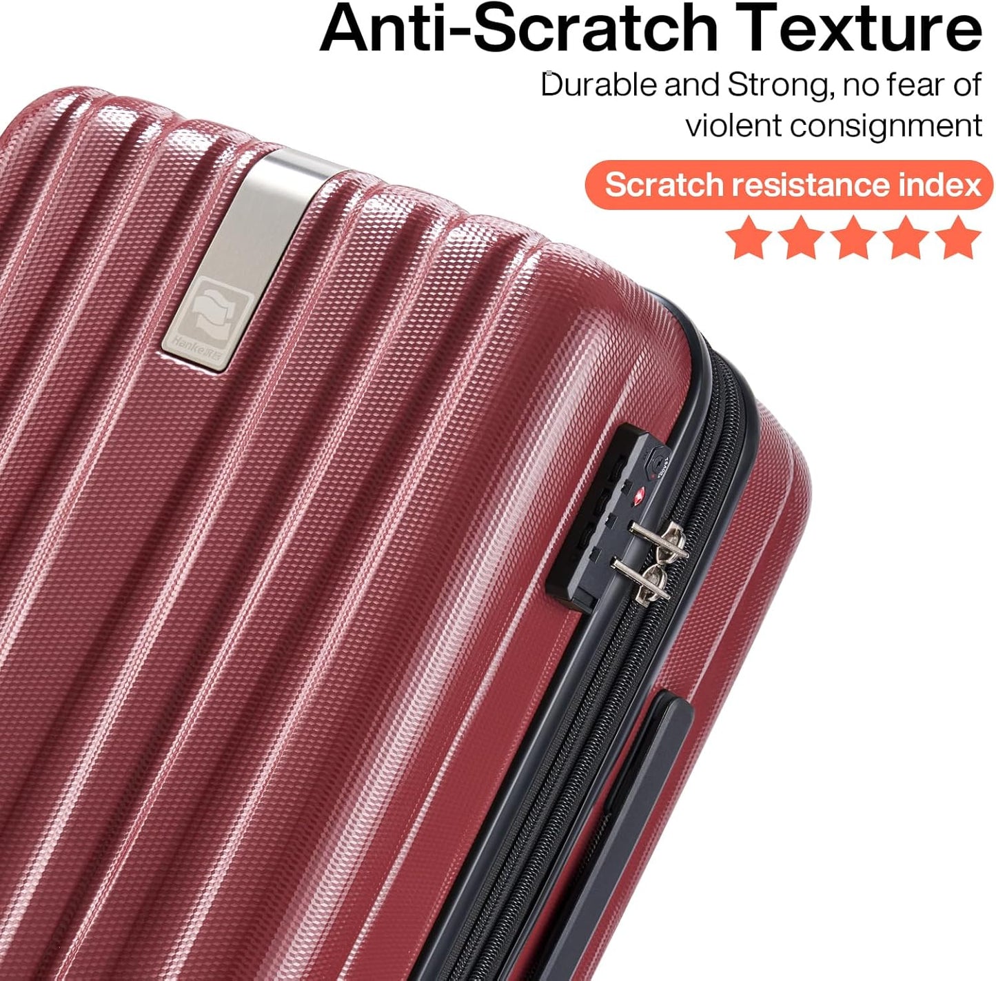 Hanke 20 Inch Carry On Luggage 22x14x9 Airline Approved Lightweight PC Hard Shell Suitcases with Wheels Travel Luggage Rolling Suitcase Travel Luggage Bag Christmas Gifts for Birthday (Burgundy)