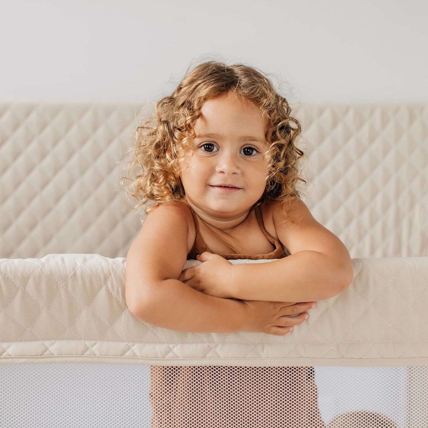 Baby Delight Lunaire Full Size Crib | Breathable Mesh Baby Crib | Tool-Free Assembly Baby Bed | 100% GOTS Certified Organic Cotton Fabric | Organic Oat
