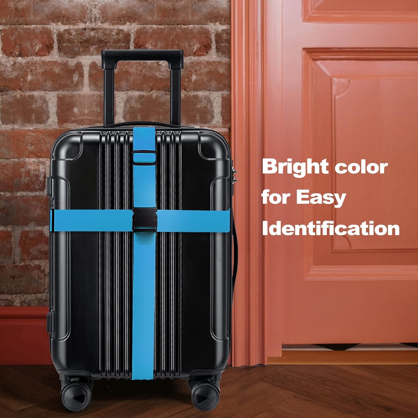 Luggage Straps for Suitcases TSA Approved Travel Belt 4 Pack by Chelmon (Sky Blue)