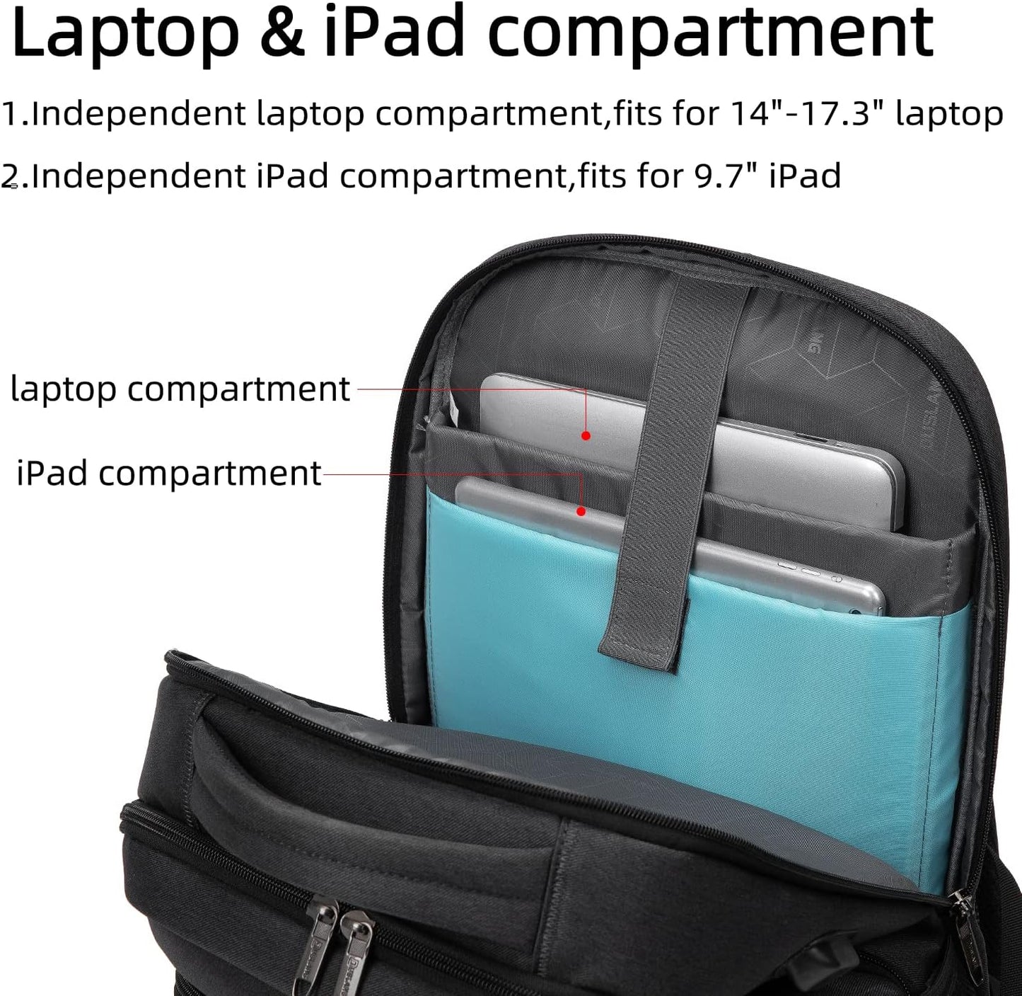 DUSLANG 17 Inch Laptop Backpack for Travel Water Resistant College Backpack for Men Women Laptop Bag with USB Charging Port,Black