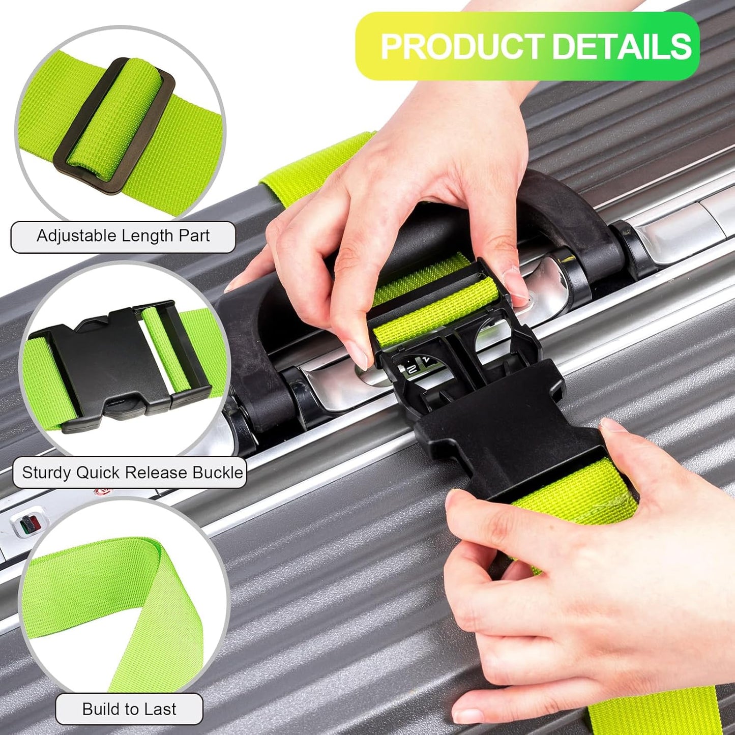 Luggage Straps for Suitcases TSA Approved, Travel Belt Suitcase Belt, Suitcase Straps TSA Approved, Luggage Belt Strap TSA Approved, Travel Straps for Luggage, Luggage Band Bag Straps 4 Pack