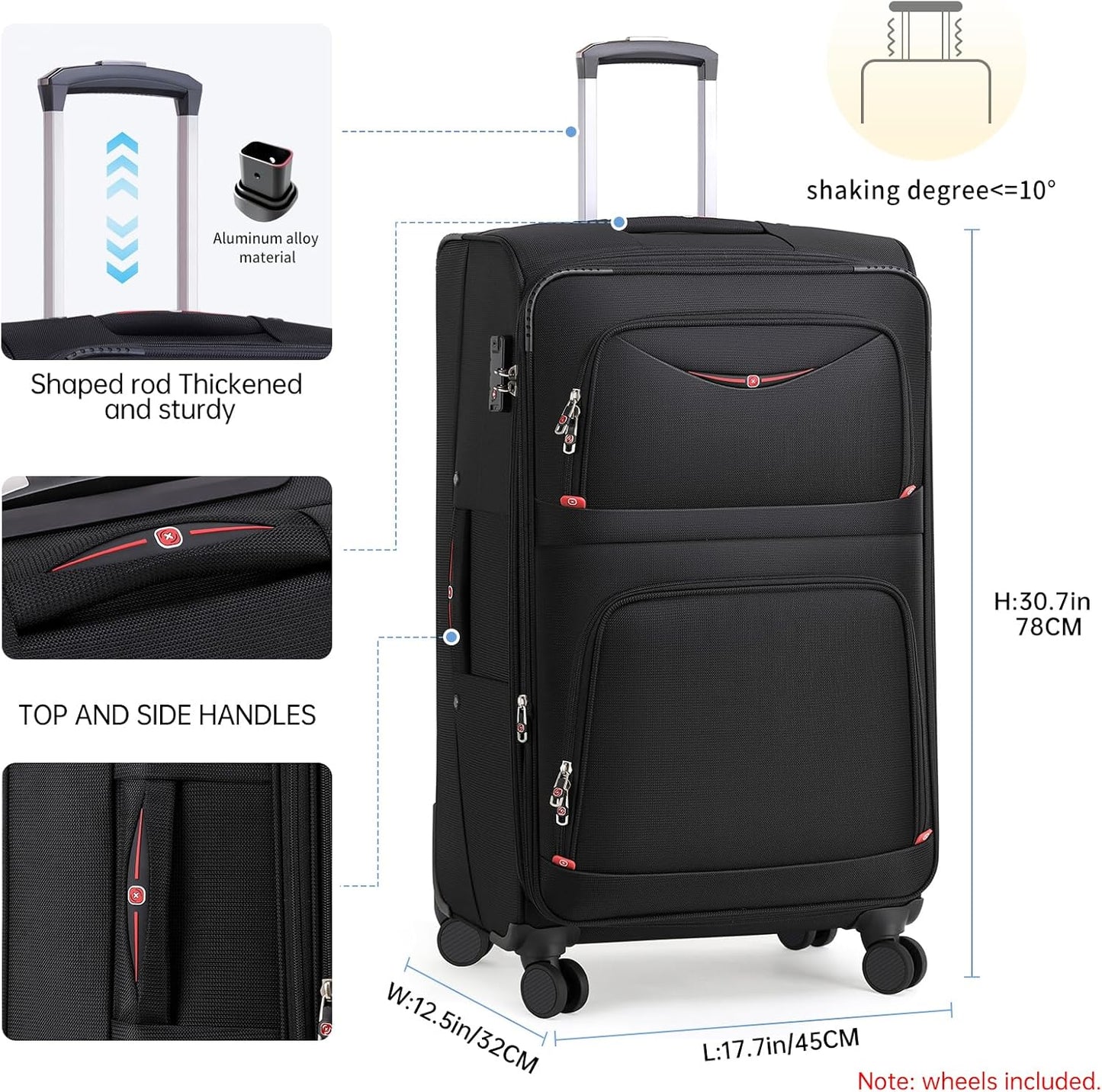 Softside Expandable Luggage with 4 Spinner Wheels, Durable Checked-Luggage Suicase (Blue, 29-Inch)