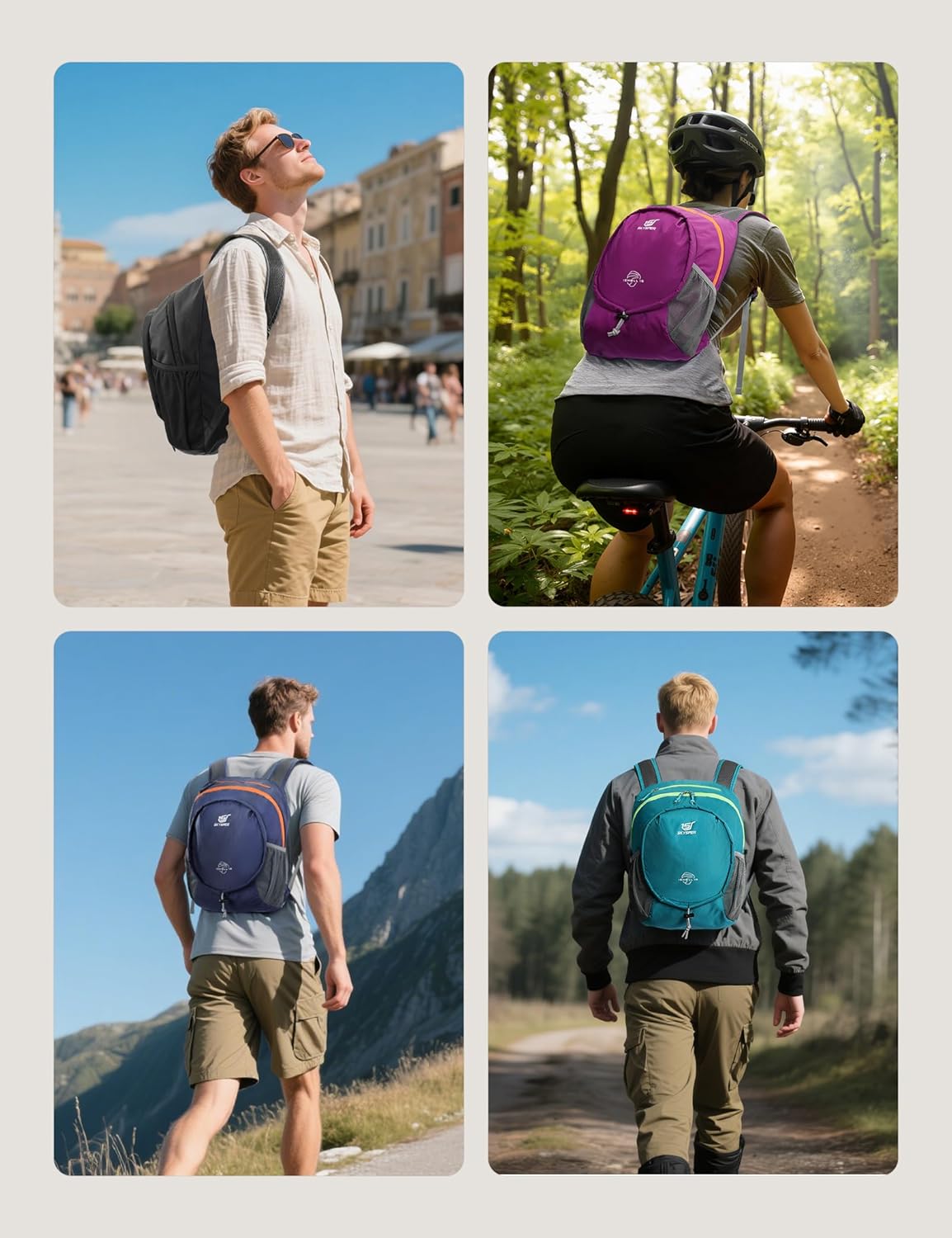 SKYSPER 15L Lightweight Small Hiking Backpack for Women Men, Foldable Travel Daypack, Packable Camping Backpack, Mini Outdoor Hiking Bag (Darkblue)