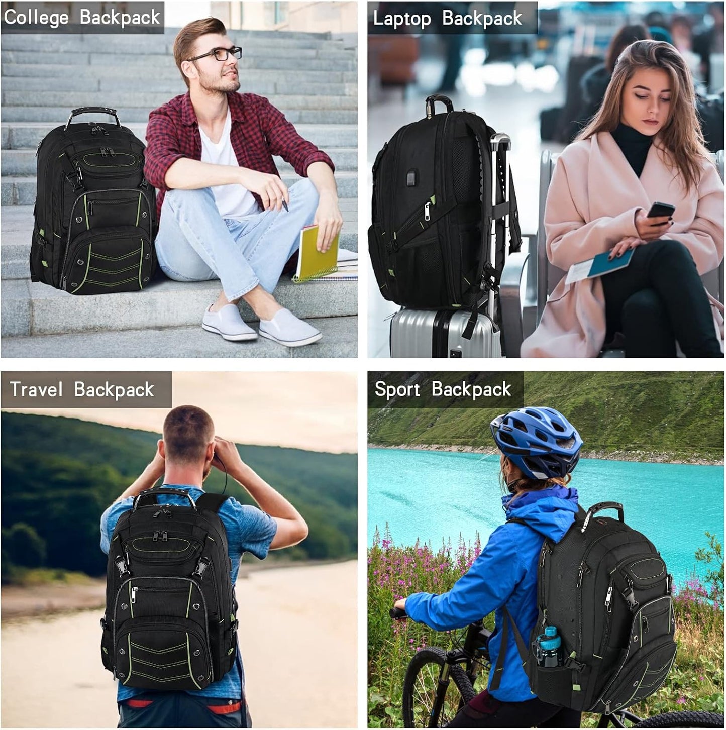 VECKUSON 18.4 Inch Laptop Backpack for Men and Women, 55L Extra Large Gaming Laptops Backpack with USB Charger Port, TSA Friendly Flight Approved and RFID Anti-Theft Pocket