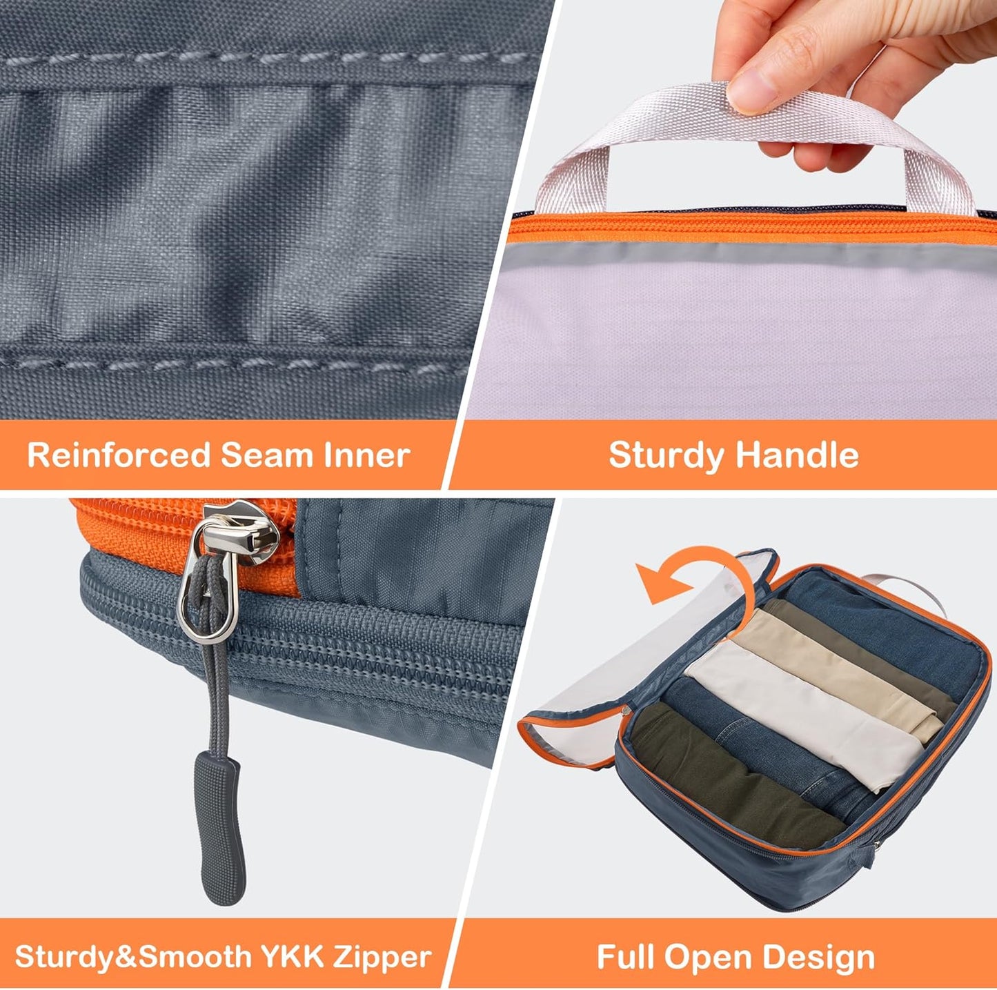 Cipway Compression Packing Cubes, See Through Mesh Luggage Organizer Bags, Travel Essentials for Carry on Suitcase with Laundry Bag and Clear Toiletries Bag(6Pcs,Grey)