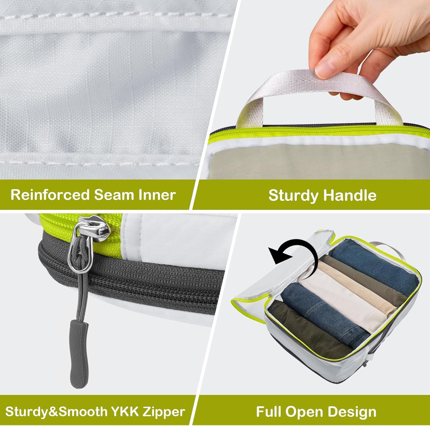 Cipway Mesh Compression Packing Cubes, Ultralight See Through Luggage Organizer Bags, Travel Essentials for Carry on Suitcase(3 Pcs,White)