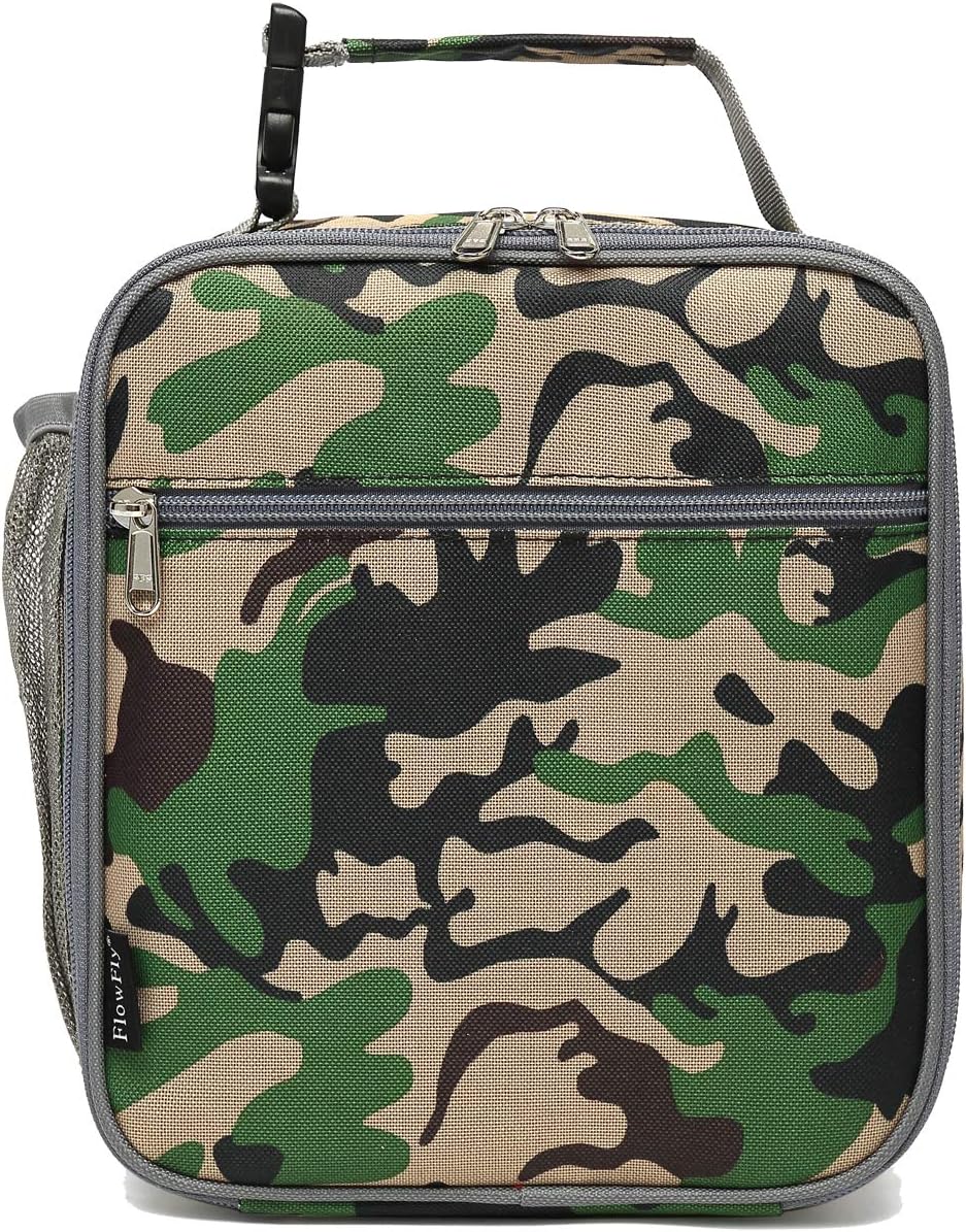 FlowFly Kids Lunch box Insulated Soft Bag Mini Cooler Back to School Thermal Meal Tote Kit for Girls, Boys, Forest