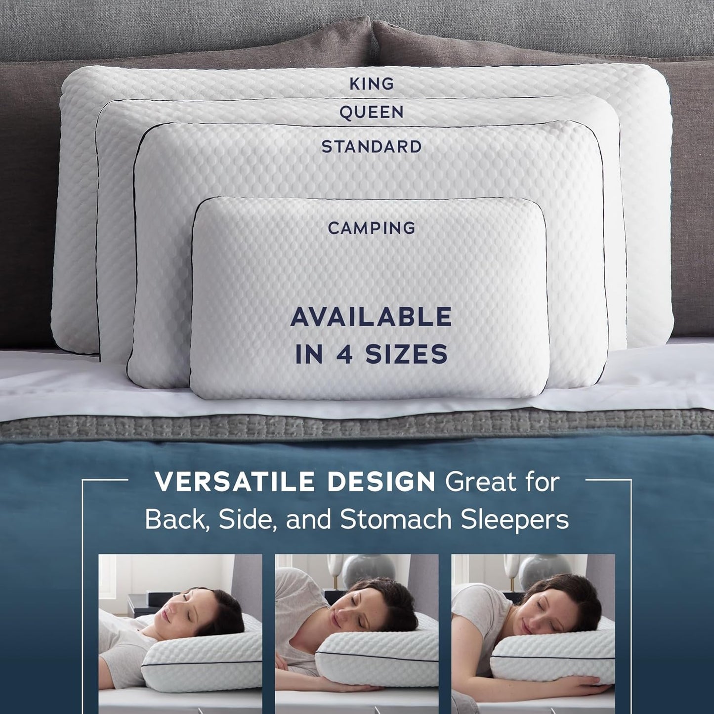 WEEKENDER Standard Gel Memory Foam Pillow Size-1-Pack-Medium Plush Feel-Neck and Shoulder Support-Side, Stomach, and Back Sleepers-Home, Hotel, & Hospital Essentials-CertiPur Certified, White
