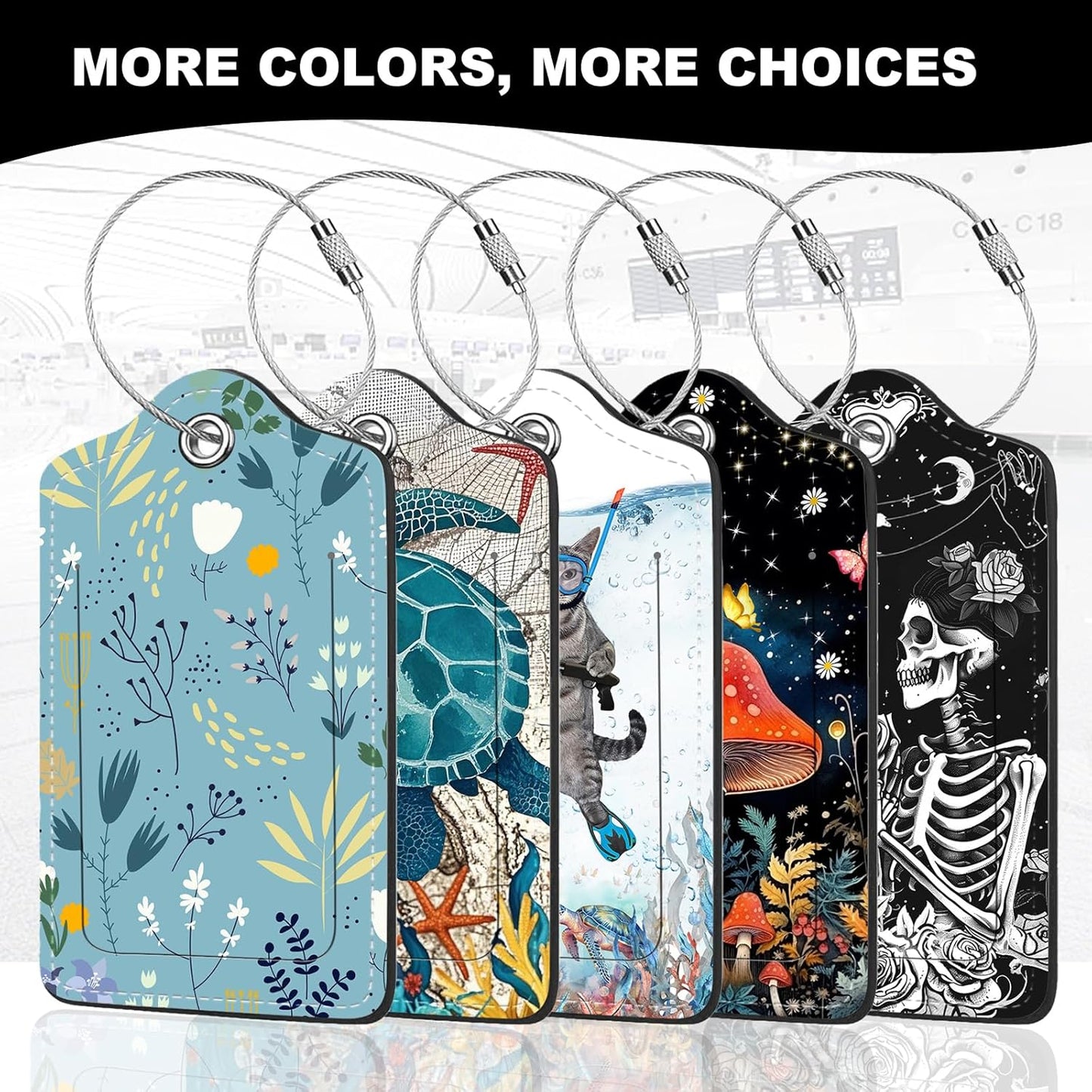2Pack Luggage Tags for Suitcases, Cute Unique Pu Leather Cruise Luggage Tag with Privacy Cover ID Label Address Card and Metal Ring Suitable for Women Men Kids Girls Travel Bag Tag Angry Cat
