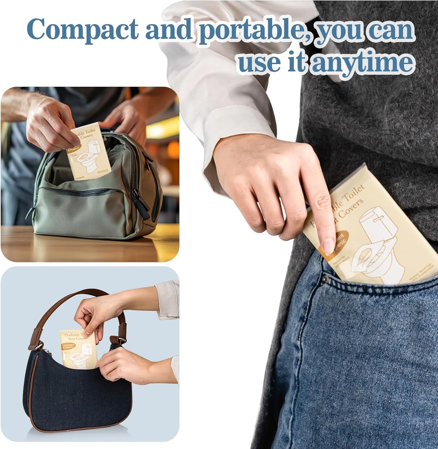 Toilet Seat Cover - Portable Toilet Seat Paper Covers Disposable Flushable for Bathroom Travel Camping Hotel Essentials,Sticker free,16.7x14.1 Inches,10 Pack of 100(Half-Fold)