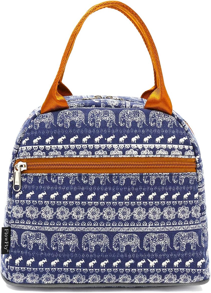 FlowFly Insulated Lunch Cooler Bag - Tote Bag Organizer for Women/Men, Elephant