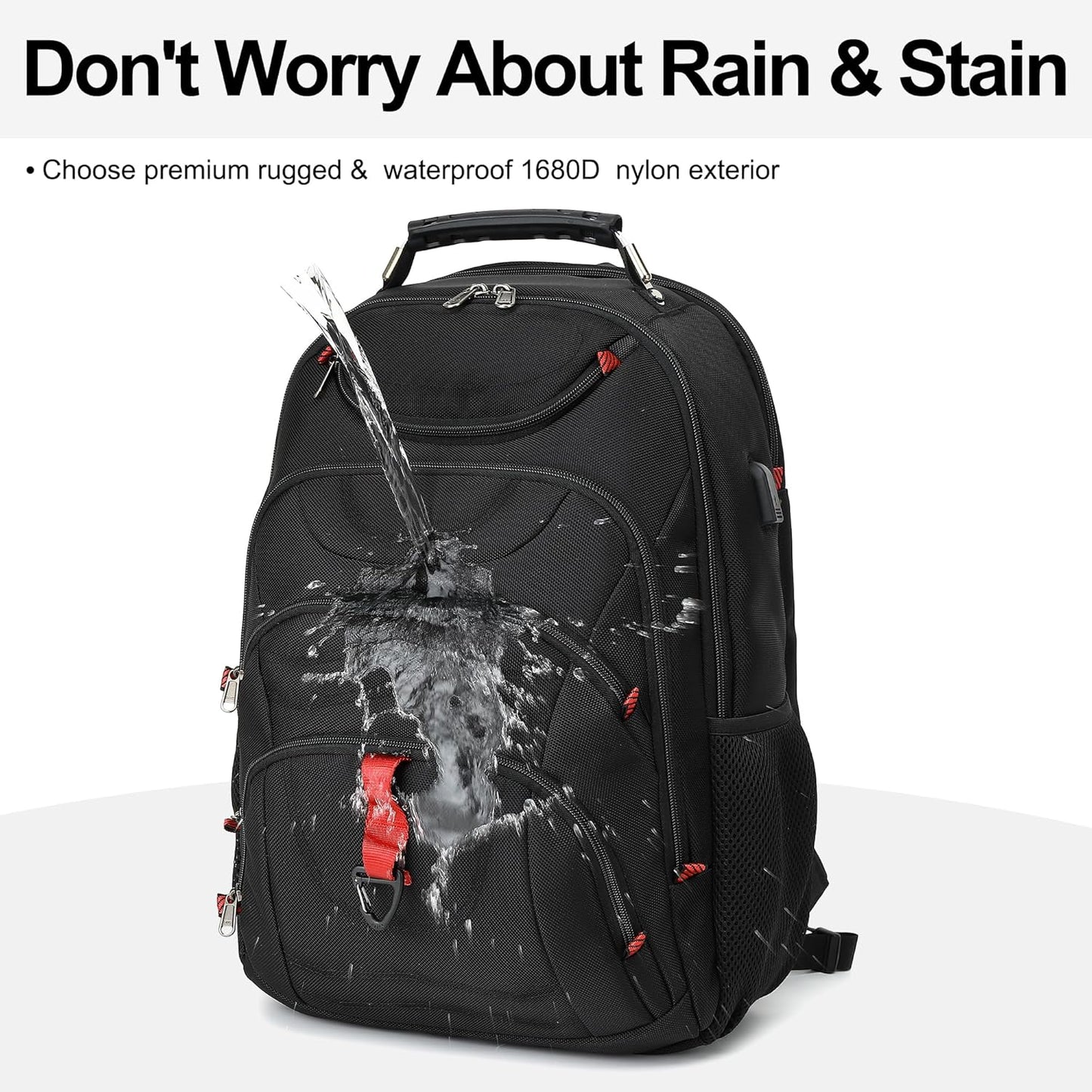 Boavan Laptop Backpack for men, 17.3 inch Laptop Bag with USB Port, Waterproof Travel Work Backpack Purse, Anti-Theft Teacher Nurse Doctor Casual Bookbags Office Business backpack ,Black