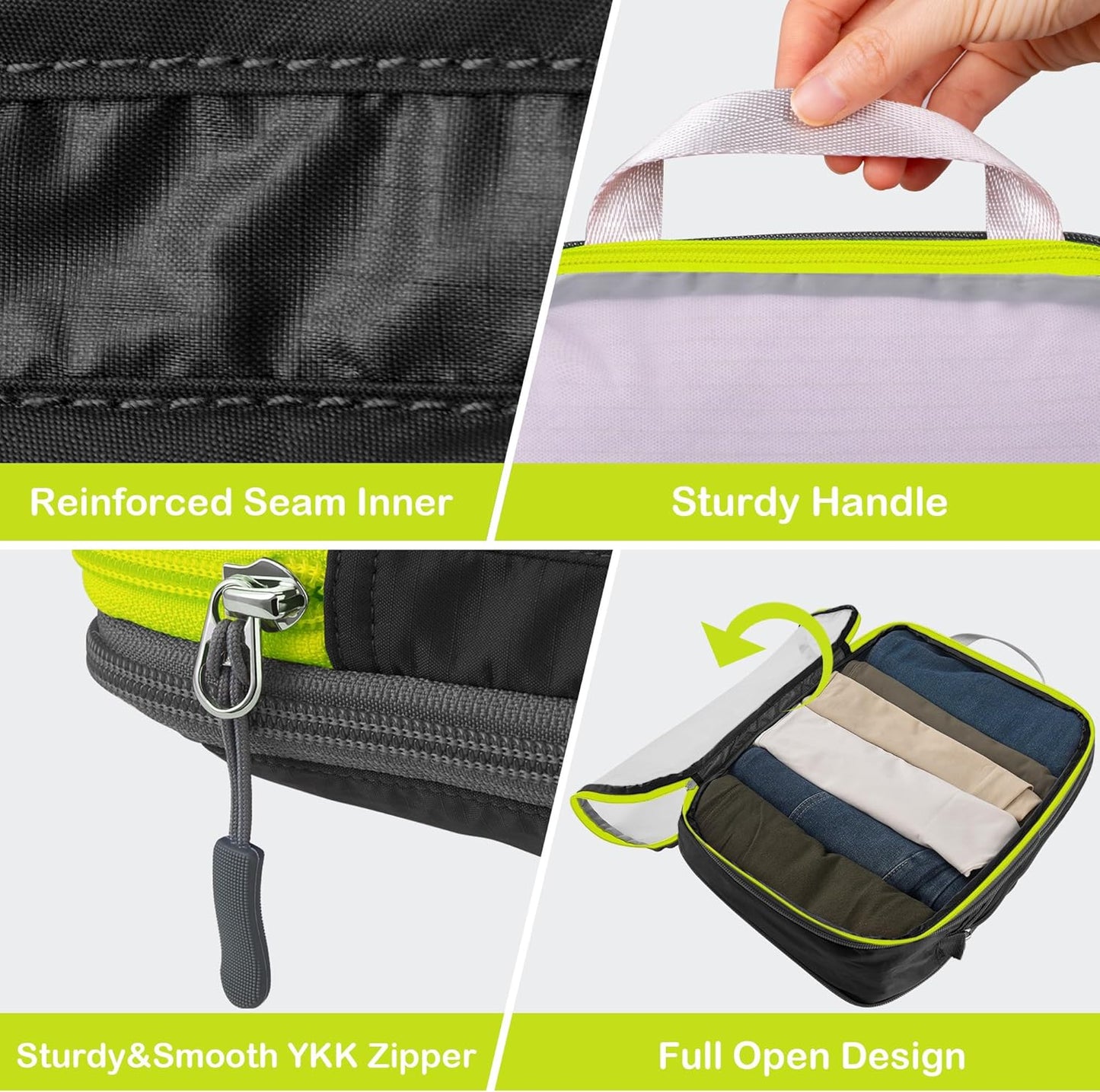 Cipway Compression Packing Cubes Mesh, Lightweight Luggage Organizer Bags with Laundry Bag, Toiletries Bag and Shoe Bag, Travel Essentials for Carry on Suitcase(8 Pcs,Black)