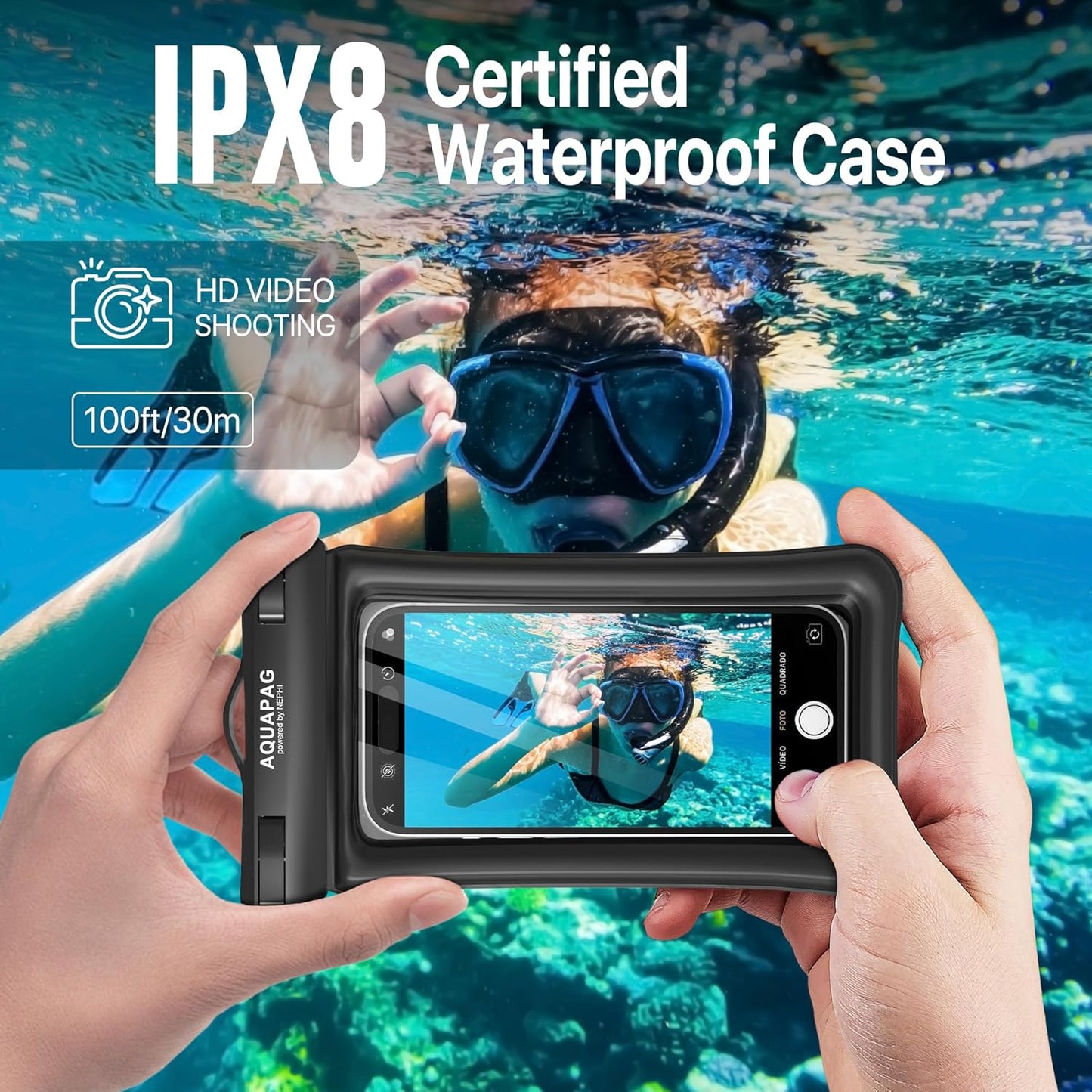 NEPHI IP68 Waterproof Phone Pouch -Up to 8.0",Adjustable Neck Lanyard Floating Waterproof Phone Case for iPhone,Phone Dry Bags for Vacation Beach Pool Travel Essentials (Assorted Colors 4 Pack)