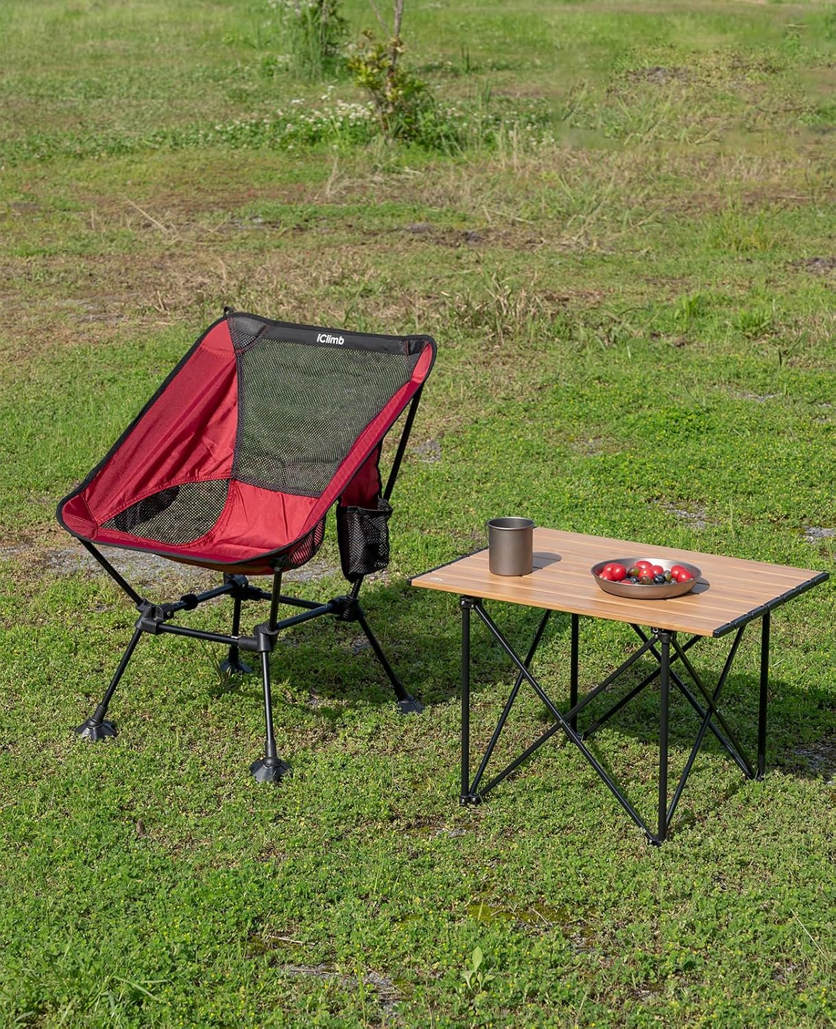 iClimb Ultralight Compact Camping Folding Beach Chair with Anti-Sinking Large Feet