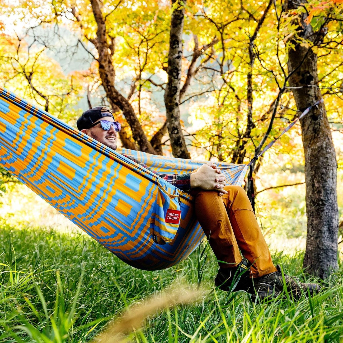 Grand Trunk TrunkTech Single Hammock - One Person Camping, Portable, and Travel Hammock - Nylon and Weather-Proof - Strap to Trees, Deep Teal with Turquoise Trim