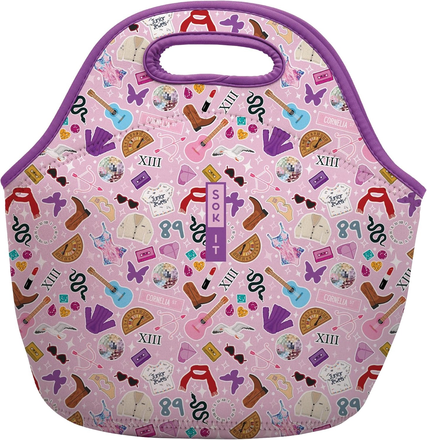 Sok It LunchTote Zippered Bag Insulated Neoprene Caddy (On Tour, Large 4.5 Quart Lunch Tote)
