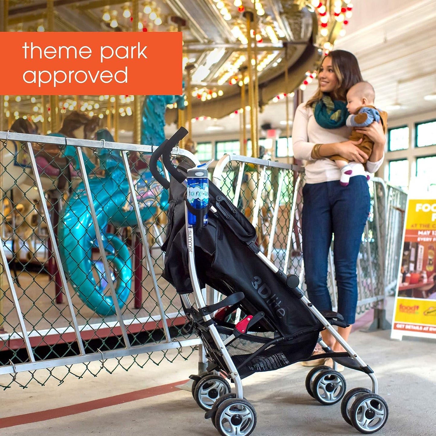 Summer Infant Ingenuity 3Dlite Convenience Stroller,Jet Black–Lightweight Stroller with Aluminum Frame,Large Seat Area, 4 Position Recline, Extra Large Storage Basket– Infant Stroller for Travel&More
