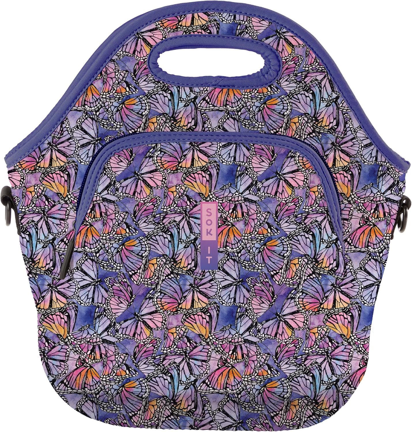 Sok It LunchTote Zippered Bag Insulated Neoprene Caddy (Butterfly Galaxy, X-Large 6.5 Quart Lunch Tote)