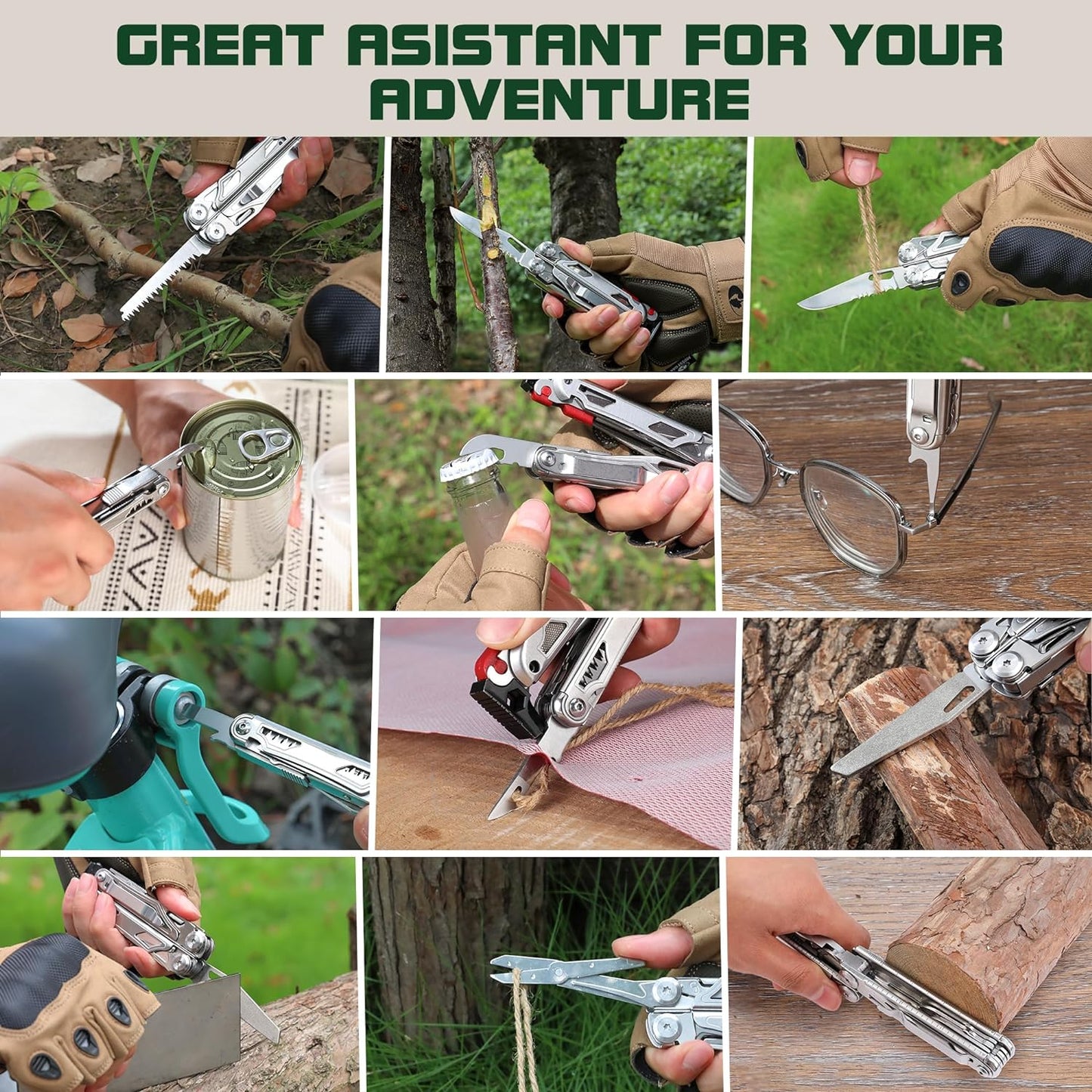 MOSSY OAK Multitool, 19-in-1 Stainless Steel Multi Tool Pliers, Self-locking EDC Gear with Sheath for Outdoor, Survival, Camping, Hiking, Father Day Gifts