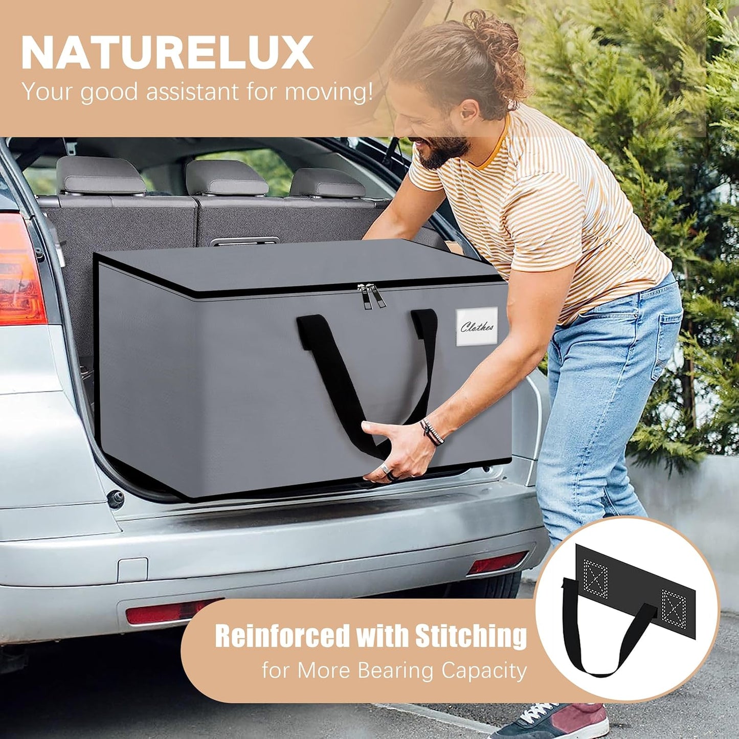 Heavy Duty Moving Bags - Extra Large Packing Bags and Storage Totes, Collapsible and Foldable Option for Moving and Storage, Grey, 125 L - 18 Pack