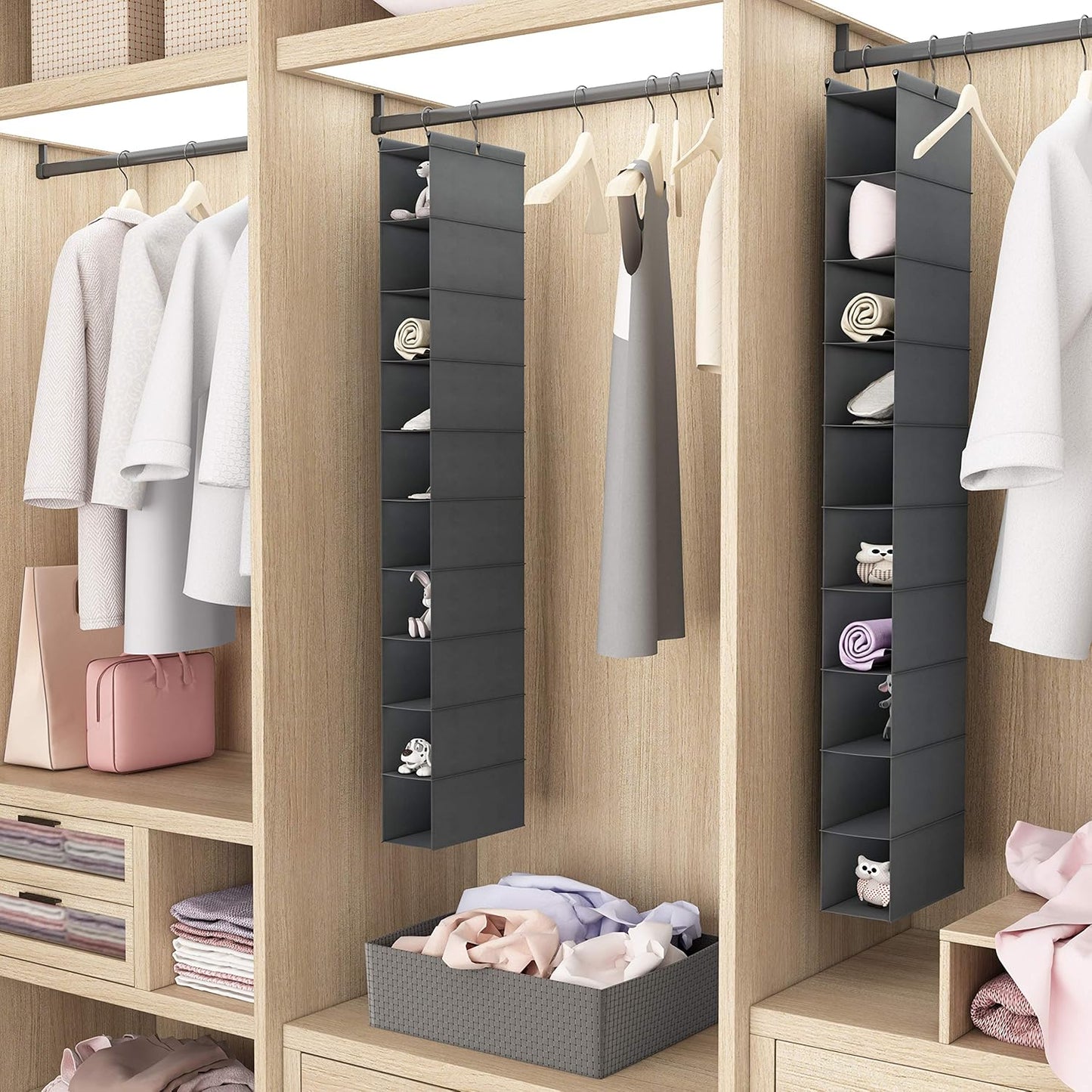 MAX Houser 10-Shelf Hanging Shoe Shelf Organizer, Hanging Shoe Storage for Closet,Pack of 2(Grey)