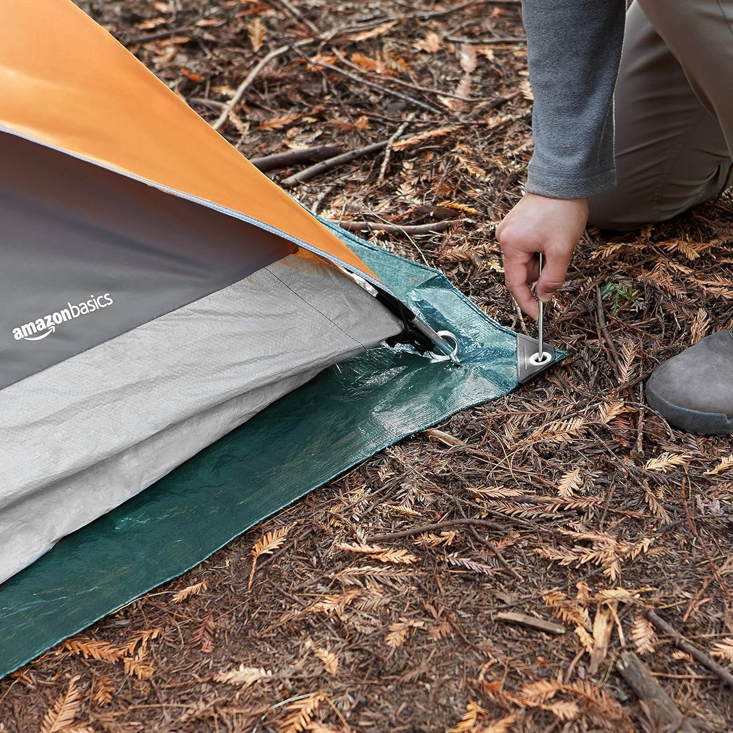 Amazon Basics Waterproof Camping Tarp, 8 Feet x 10 Feet, Dark Green
