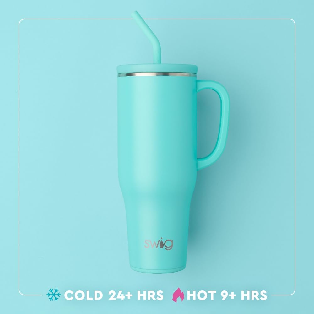 Swig Life 40oz Mega Mug, 40oz Tumbler with Handle and Straw, Extra Large Insulated Tumblers, Cup Holder Friendly Travel Mug (Nebraska)