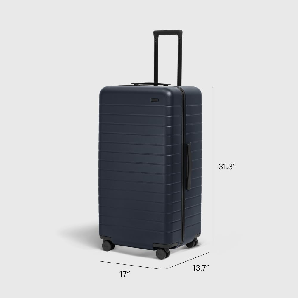 Away Large Trunk Luggage, 31 Inch Hardside Suitcase with Spinner Wheels, Lightweight & Durable, TSA Lock, Ideal for Long Trips, Navy Blue