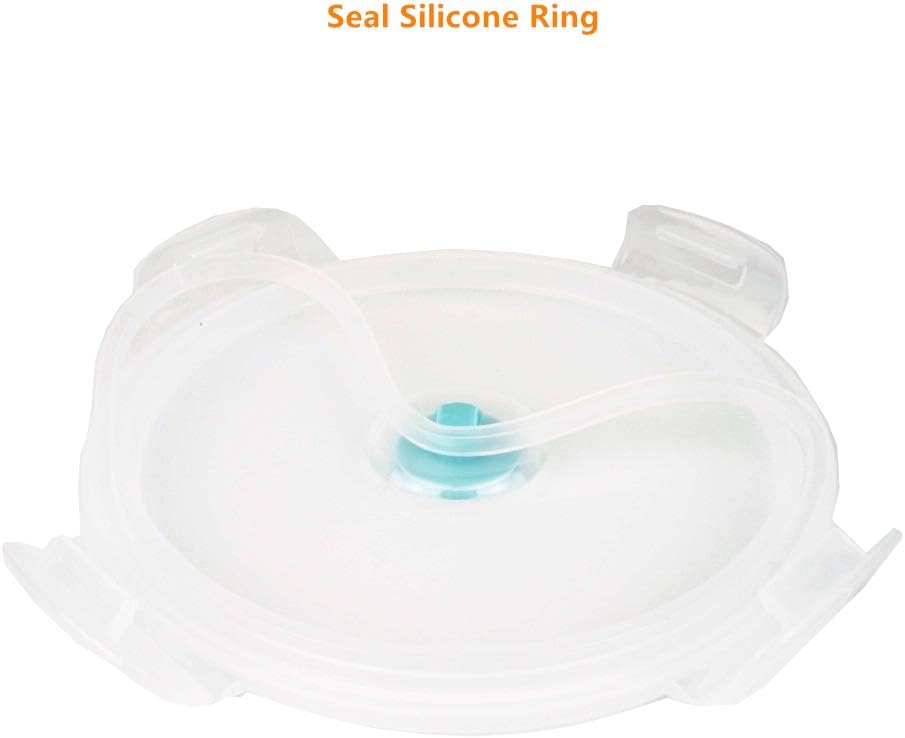 CARTINTS Blue Silicone Collapsible Food Storage Containers-Prep/Storage Bowls with Lids - Round Silicone Lunch Containers - Microwave and Freezer Safe Set of 3
