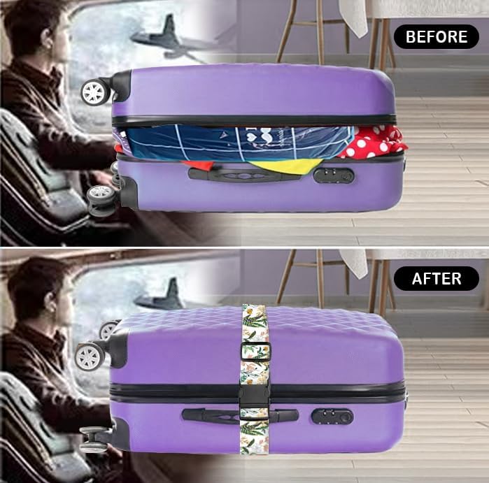 Luggage Straps for Suitcases Travel Belt Accessories, Cute Suitcase Strap, Adjustable Luggage Belt Strap, Heavy Duty with Quick-Release Buckle Luggage Strap Beautiful Flowers